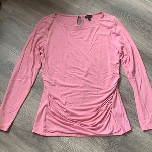 Talbots pink long sleeve ruched stretch knit top